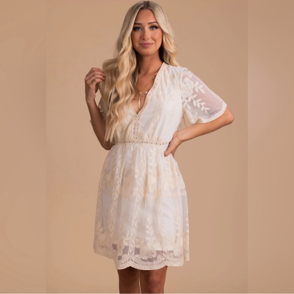 NWT Light My Fire Cream Lace Mini Dress